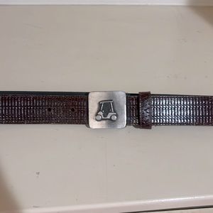 NEW Golf Cart logo UNISEX Brown polished 100% leather BELT 38”